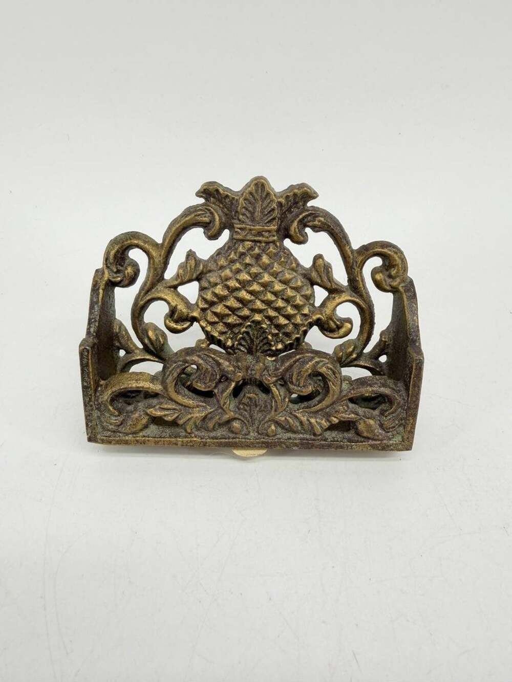 Pineapple Metal Cookbook Stand Ornate Scroll Recipe Book Holder Gold Tone Decor